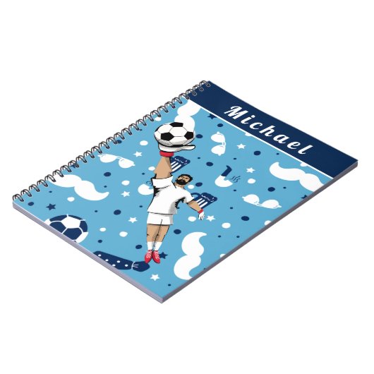 Blauw Voetbal Doelman Keeper Spelers Naam van de K Notitieboek (Linkerzijde)