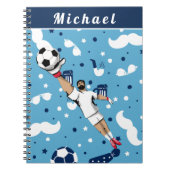 Blauw Voetbal Doelman Keeper Spelers Naam van de K Notitieboek (Voorkant)
