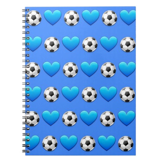 Blauw Voetbal Emoji Spiral-laptop Notitieboek (Voorkant)