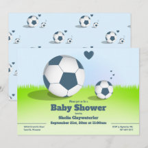 Blauw Voetbal/Football Baby shower | Uitnodiging