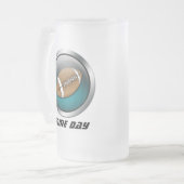 Blauw: Voetbal: Frosted Beer Stein Matglas Bierpul (Voorkant links)