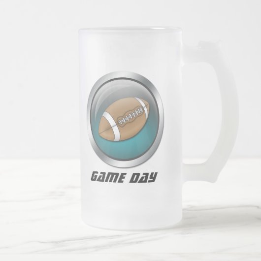 Blauw: Voetbal: Frosted Beer Stein Matglas Bierpul (Rechts)