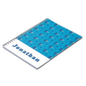 Blauw Voetbal Helm Star Jongens Team Naam Cool Notitieboek (Linkerzijde)