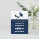 Blauw Voetbal Huwelijk Save The Date Aankondiging (Staand voorkant)