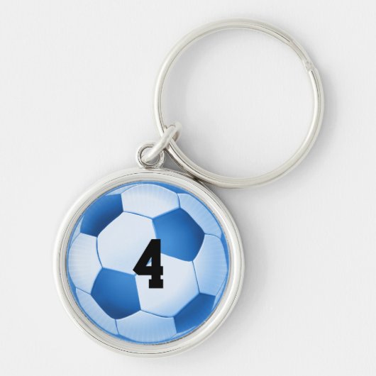 Blauw Voetbal | Je Lucky-nummer Sleutelhanger (Voorkant)