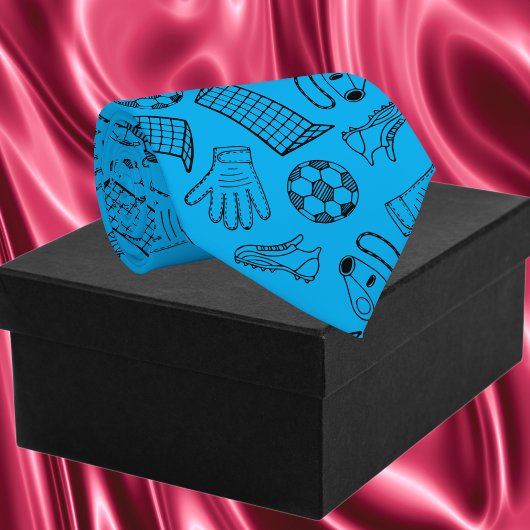 Blauw Voetbal Materiaal Patroon Stropdas