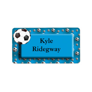 Blauw Voetbal Naam Etiket
