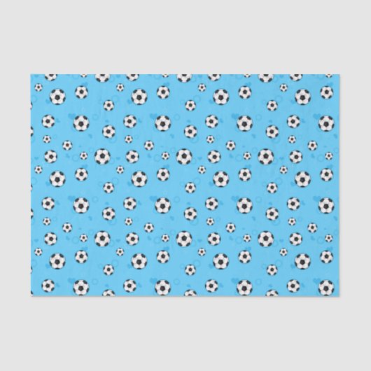 Blauw Voetbal Patroon Tissuepapier (Voorkant)