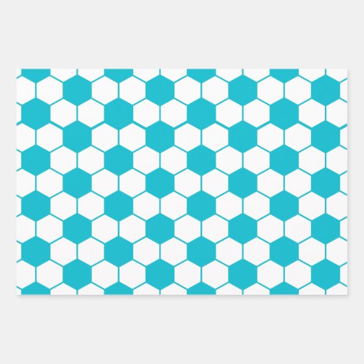 Blauw Voetbal patroon Wrapping Paper (Voorkant 2)