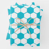 Blauw Voetbal patroon Wrapping Paper (In situ)