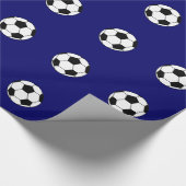 Blauw Voetbal Patroonpapier Cadeaupapier (Hoek)