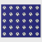 Blauw Voetbal Patroonpapier Cadeaupapier (Vlak)