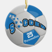 Blauw Voetbal | Personaliseren Keramisch Ornament (Voorkant)