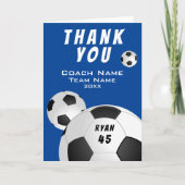 Blauw Voetbal Sport Dank je Coach Kaart (Voorkant)