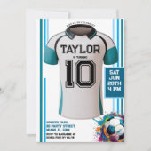 Blauw Voetbal Sport Jongen Jersey Kids Verjaardags Kaart (Voorkant)