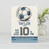 Blauw Voetbal Sport Jongen Jersey Kids Verjaardags Kaart (Staand voorkant)