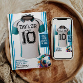 Blauw Voetbal Sport Jongen Jersey Kids Verjaardags Kaart