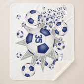 blauw voetbal van een witte sportzaal sherpa deken (Voorkant)