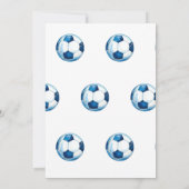 Blauw voetbal verjaardagsfeestje kaart (Achterkant)