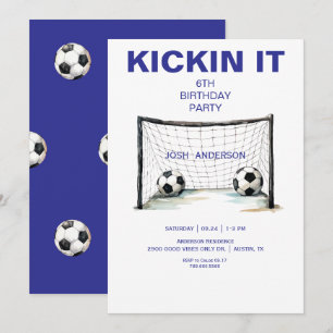 Blauw voetbal verjaardagsfeestje Kickin it Kaart