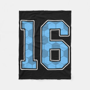 Blauw Voetbalpatroon Nummer 16 Shirt Speler Unifor Fleece Deken