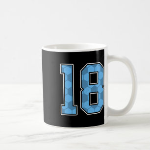 Blauw Voetbalpatroon Nummer 18 Shirt Speler Unifor Koffiemok