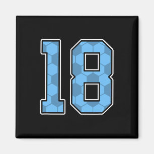 Blauw Voetbalpatroon Nummer 18 Shirt Speler Unifor Magneet