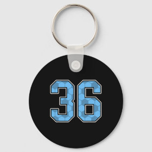 Blauw Voetbalpatroon Nummer 36 Shirt Speler Unifor Sleutelhanger