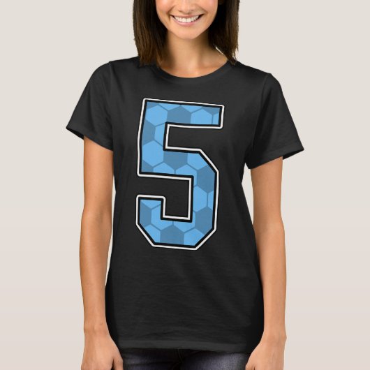 Blauw Voetbalpatroon Nummer 5 Shirt Speler Uniform (Voorkant)