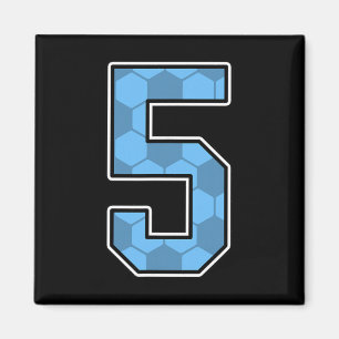 Blauw Voetbalpatroon Nummer 5 Shirt Speler Uniform Magneet