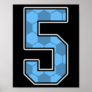 Blauw Voetbalpatroon Nummer 5 Shirt Speler Uniform Poster
