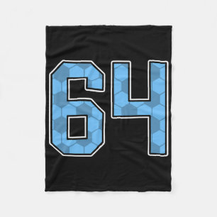Blauw Voetbalpatroon Nummer 64 Shirt Speler Unifor Fleece Deken