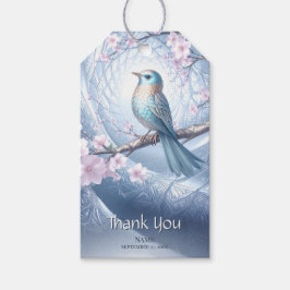 Blauw Vogel Bloemen Cadeaubijsluiter Cadeaulabel