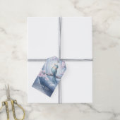 Blauw Vogel Bloemen Cadeaubijsluiter Cadeaulabel (Met Touw)