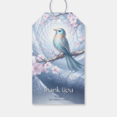 Blauw Vogel Bloemen Cadeaubijsluiter Cadeaulabel (Achterkant)