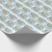 Blauw Vogel Bloemen Inpakpapier (Hoek)