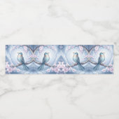 Blauw Vogel Bloemen Waterfles Label Etiket (Enkel label)