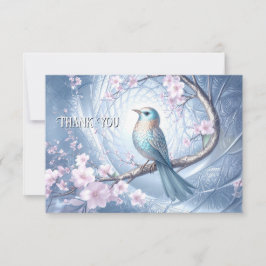 Blauw Vogel Bloemige Dankkaart Bedankkaart