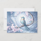 Blauw Vogel Bloemige Dankkaart Bedankkaart (Achterkant)
