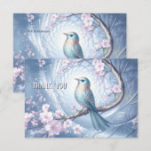 Blauw Vogel Bloemige Dankkaart Bedankkaart (Voorkant / Achterkant)