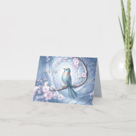 Blauw Vogel Bloemstuk Bedankkaart