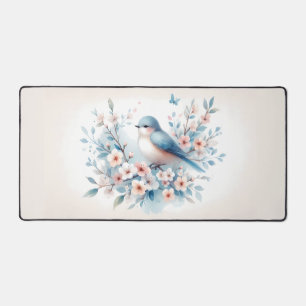 Blauw Vogel Bloesem Waterverf Sereniteit Bureaumat