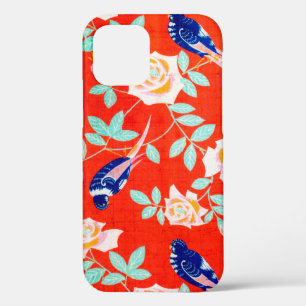 Blauw vogel en Roos, Japans ontwerp Case-Mate iPhone Case