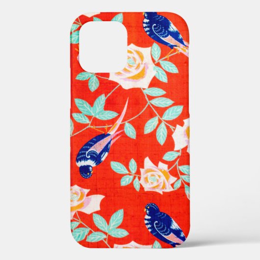 Blauw vogel en Roos, Japans ontwerp Case-Mate iPhone Case (Achterkant)
