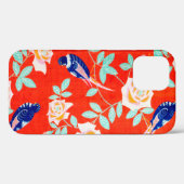 Blauw vogel en Roos, Japans ontwerp Case-Mate iPhone Case (Achterkant (horizontaal))