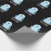 Blauw Vogel Grappig Dier Pun Donker BG Cadeaupapier (Hoek)