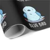 Blauw Vogel Grappig Dier Pun Donker BG Cadeaupapier (Rol Hoek)