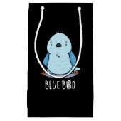 Blauw Vogel Grappig Dier Pun Donker BG Klein Cadeauzakje (Voorkant)