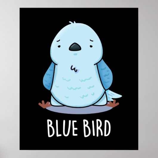 Blauw Vogel Grappig Dier Pun Donker BG Poster (Voorkant)