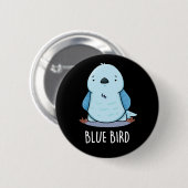 Blauw Vogel Grappig Dier Pun Donker BG Ronde Button 5,7 Cm (Voorkant /achterkant)
